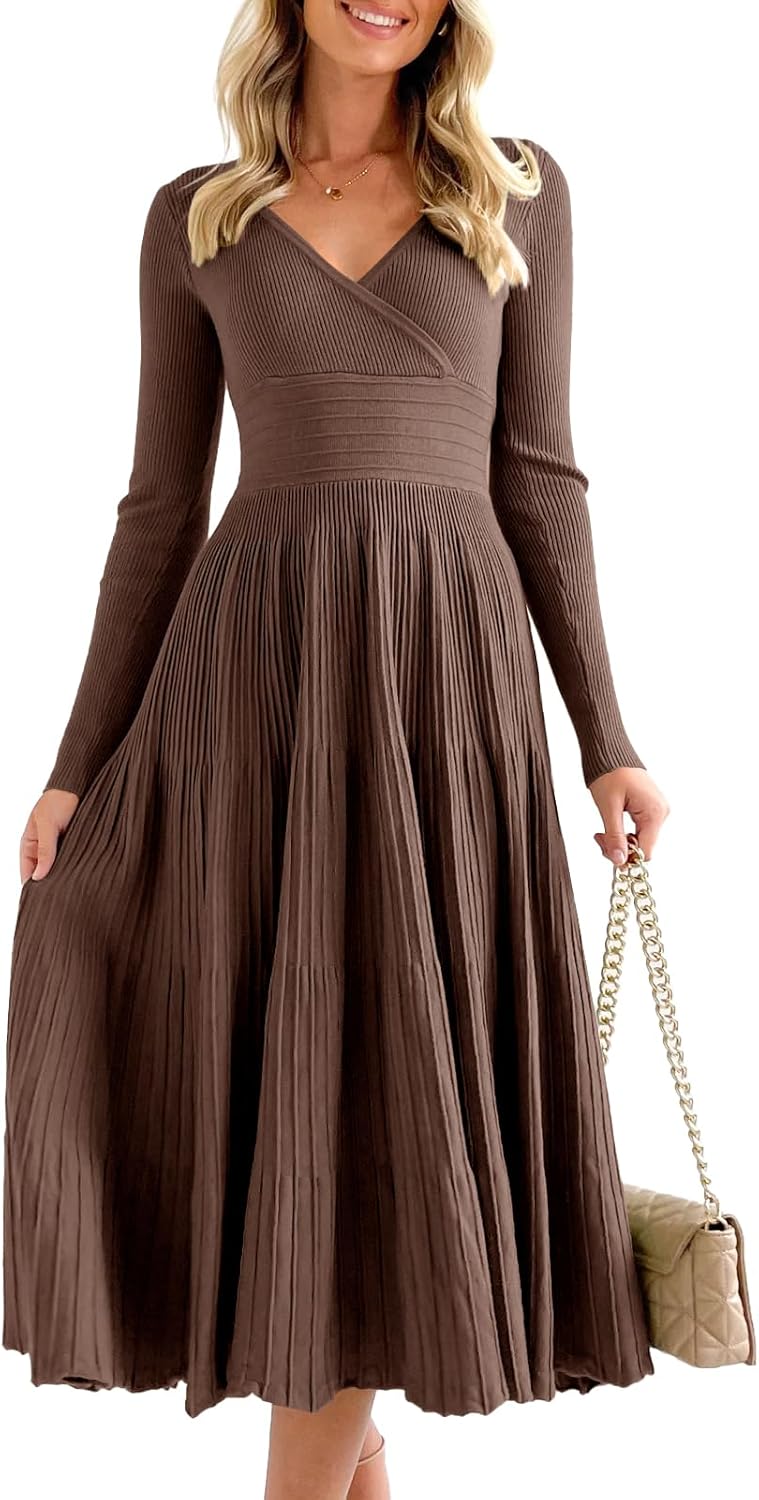 Saodimallsu Womens Long Sleeve Midi Sweater Dress for Elegance