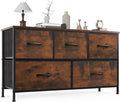 5 Drawer Dresser Nightstand Classic Rust Brown Storage Organizer