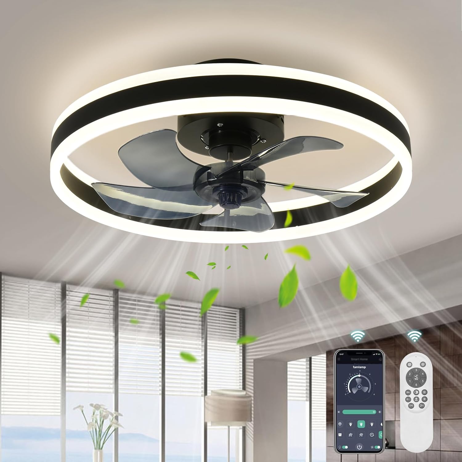 Fandelier Ceiling Fans with Lights and Remote for Bedrooms