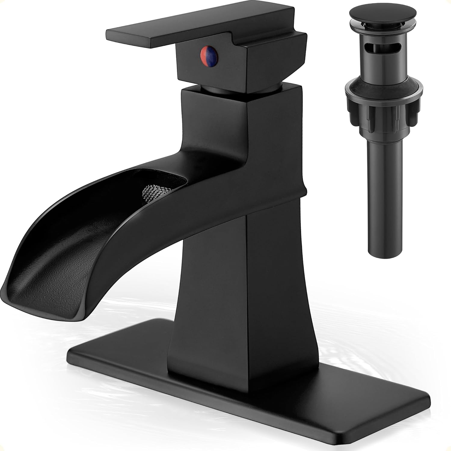 Waterfall Faucet with Pop-Up Drain for Stylish Bathroom Upgrade