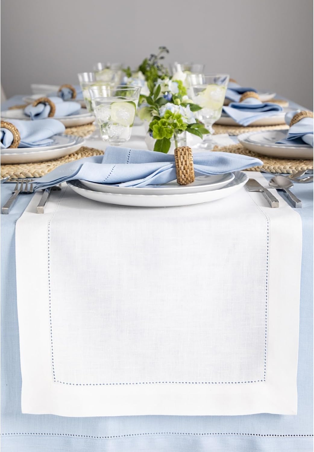 Classic Hemstitch 100% Pure Linen Table Runner for Holidays
