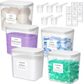 Laundry Pods Container 5 Pack - Clear Storage with Labels & Scoops