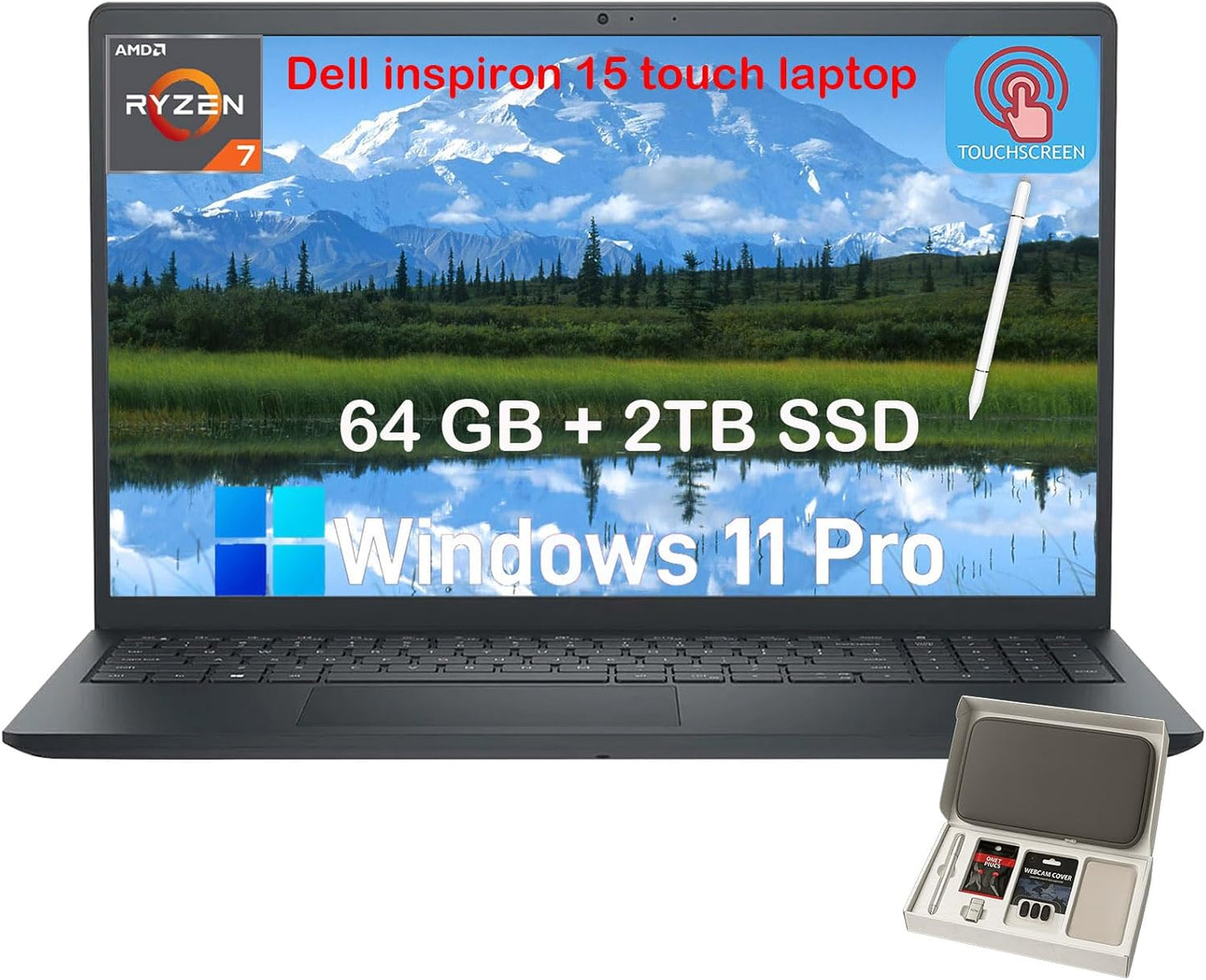 Dell Inspiron 15.6 Touchscreen Laptop with 64GB RAM and 2TB SSD