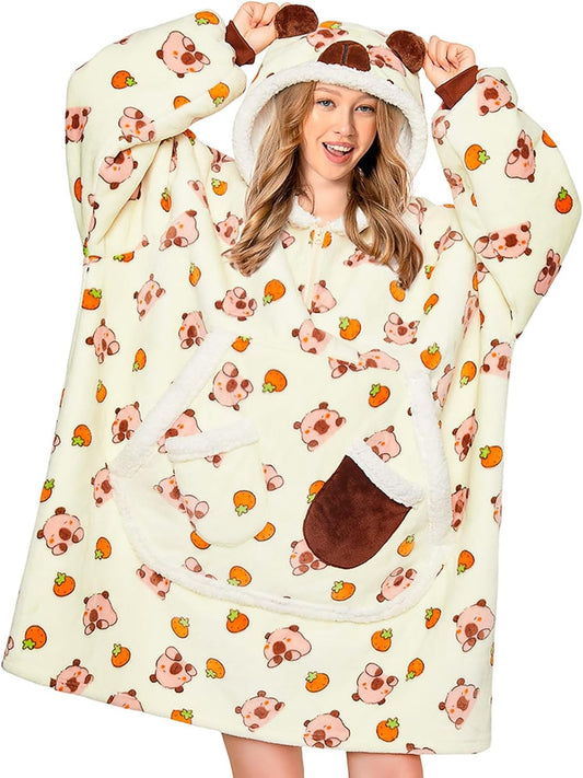 Wearable Blanket Hoodie for Adults - Oversized Fluffy Comfort