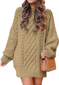 Oversized Cable Knit Sweater Dress - Cozy Fall/Winter Style