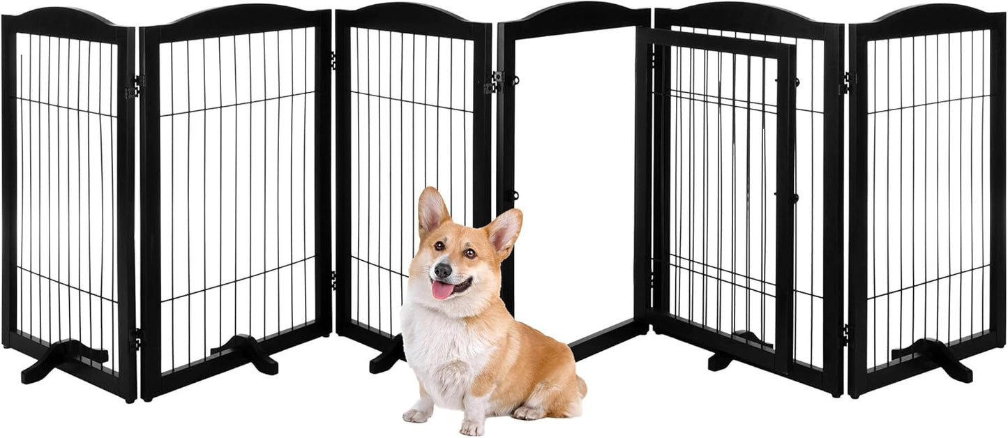 Pet Gate - 6-Panel Indoor Folding Dog Fence for Stairs or Doorways