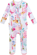 Ruffled Zippered Vintage Pink Rose One Piece - Soft Bamboo Pajamas