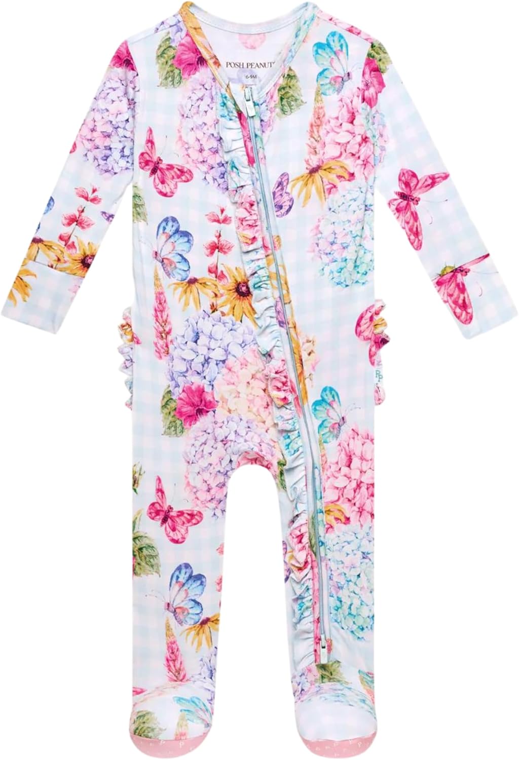 Ruffled Zippered Vintage Pink Rose One Piece for Comfort
