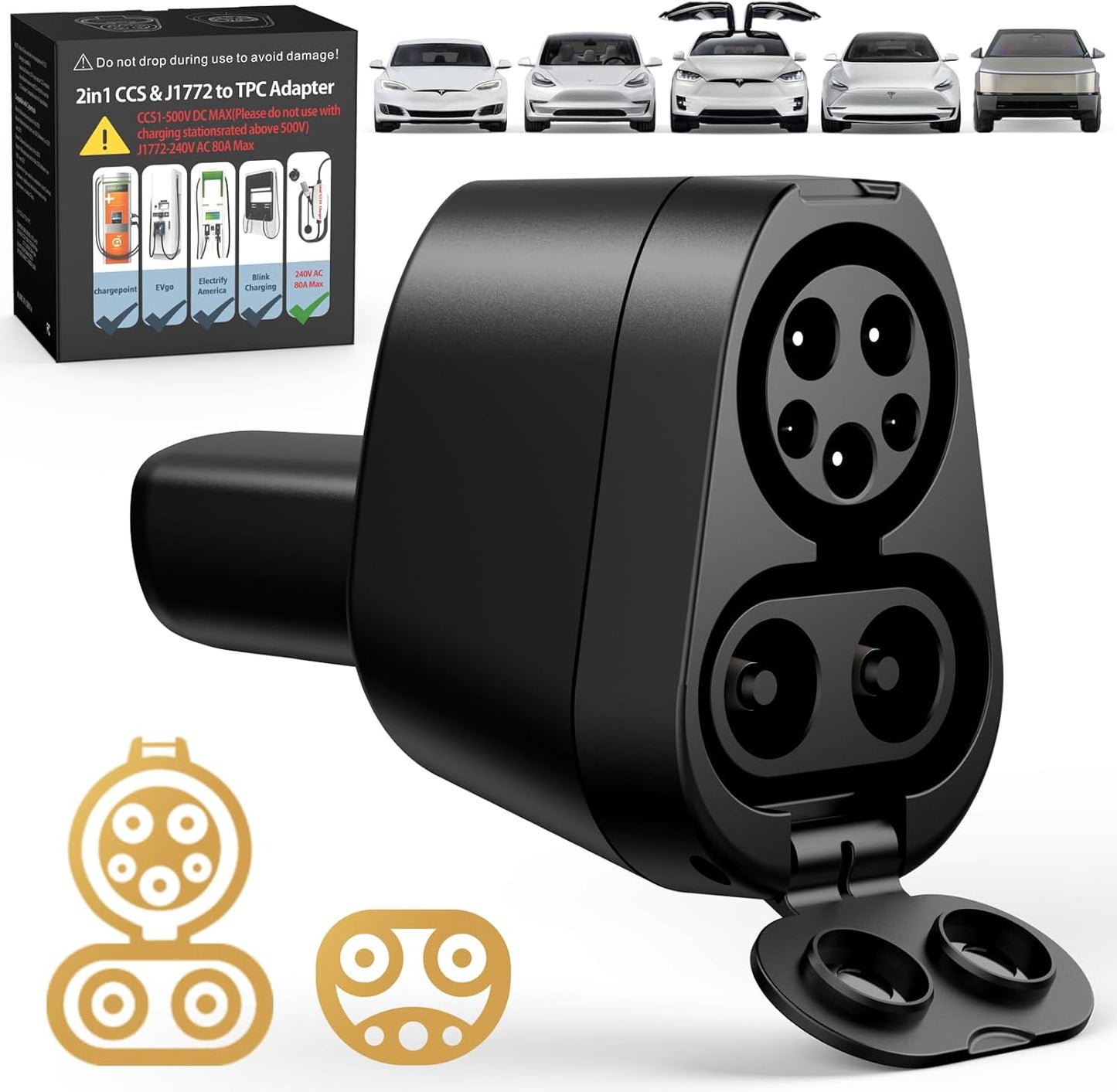 2-in-1 CCS & J1772 to Tesla Adapter for Fast Charging Needs