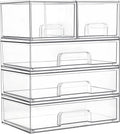 Clear Stackable Storage Drawers Set of 5 - Space Saving Organizer
