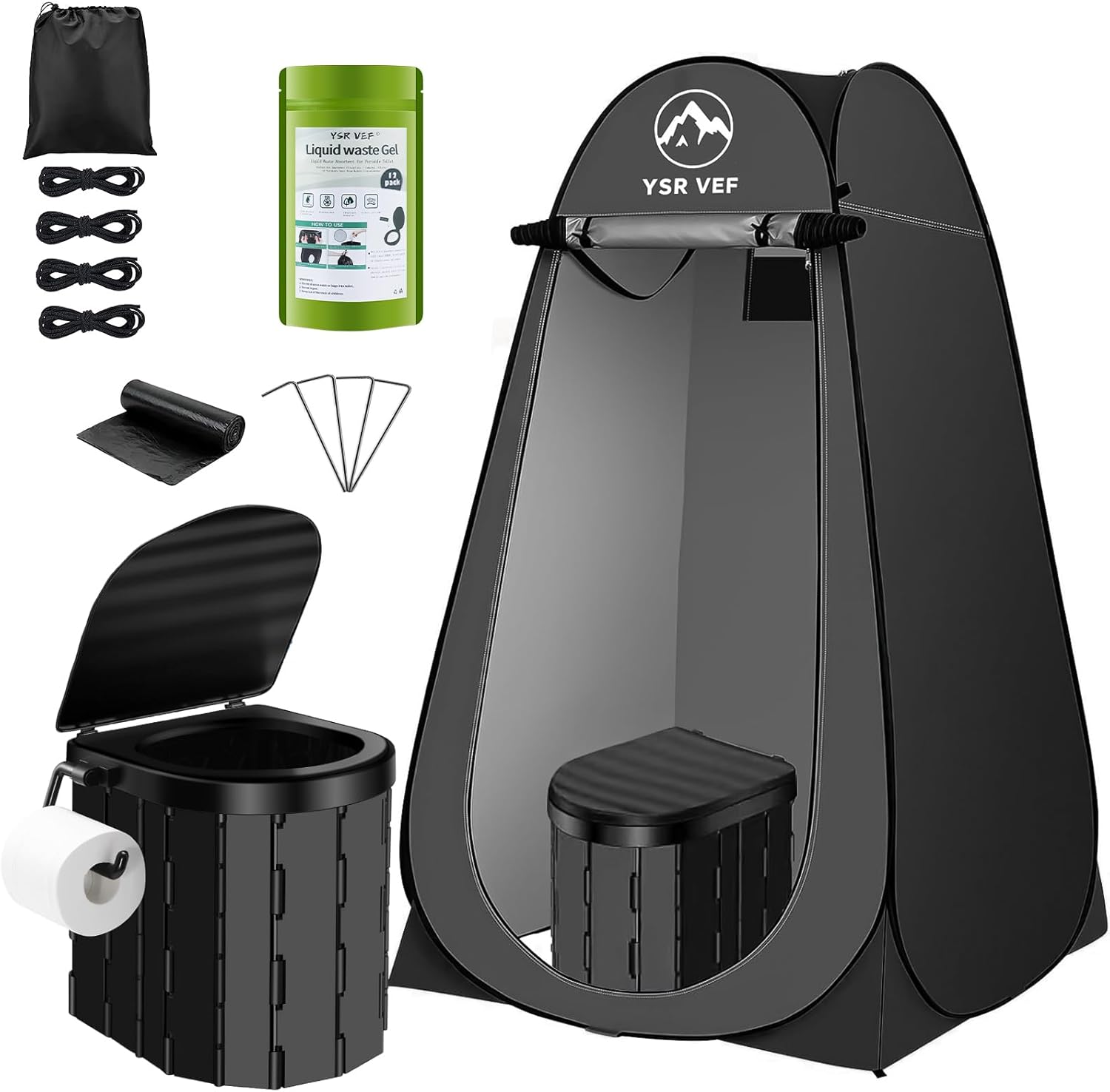 Portable Toilet Kit with Privacy Tent for Camping and Outdoors