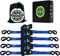Retractable Ratchet Straps 4PK 1.0in x 12ft Blue - 1,500lb Break