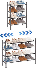 Expandable Shoe Rack 4 Tier - Adjustable, Stackable Organizer