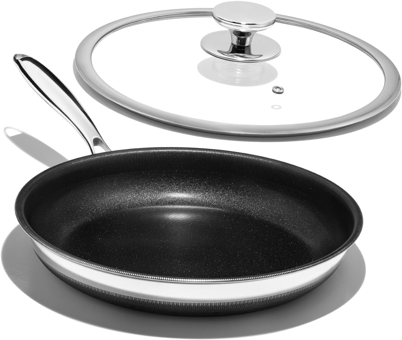 Nonstick Frying Pan Set 12in Titanium Ceramic Skillet with Lid