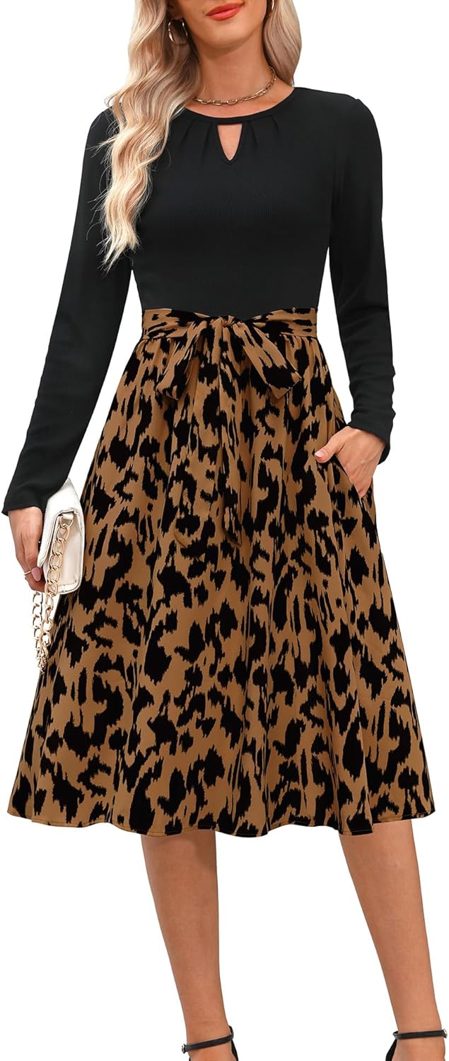 Kranda Women Midi Dress with Pockets for Fall and Spring Wear