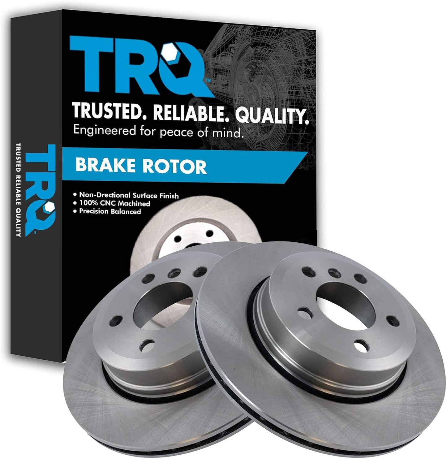 TRQ Rear Brake Rotors Set Solid for 2004-2010 BMW X3