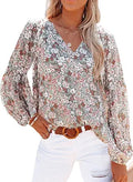 Dokotoo Women's Casual Boho Floral Print V Neck T Shirt