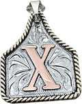 Custom Handmade Cow Tag Western Necklace with Copper Initial between