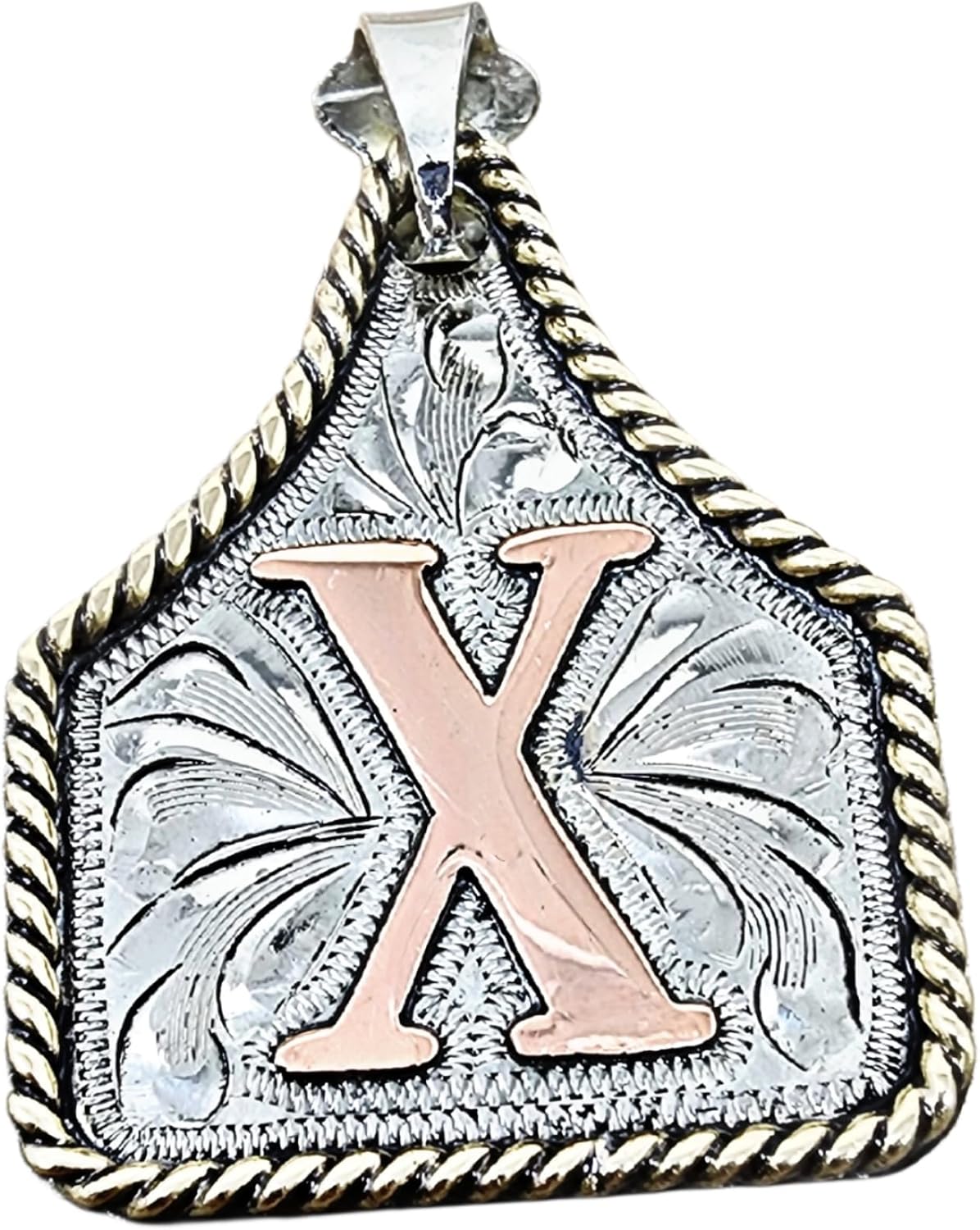 Custom Handmade Cow Tag Necklace with Copper Initial Pendant