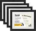 11x14 Diploma Frame Set of 4 - Classic Black with Shatter-Resistant