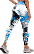 Women Sports Leggings Graffiti Splash Print Slim Fit Yoga Pants - High