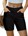 luvamia Jean Shorts for Women Mid Rise Pull On - Comfy Stretch Denim