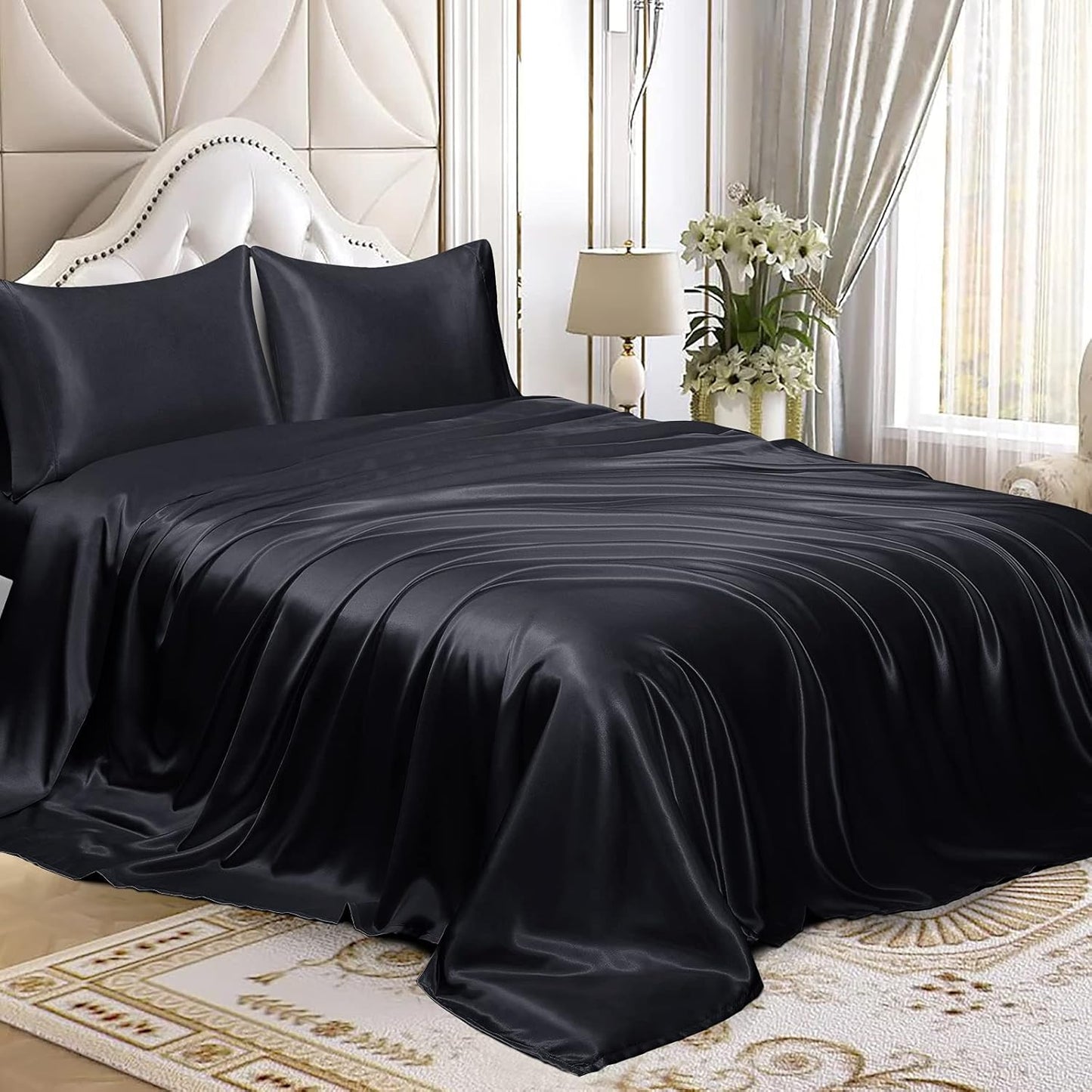 Luxurious Satin Split King Sheets Set for Adjustable Beds