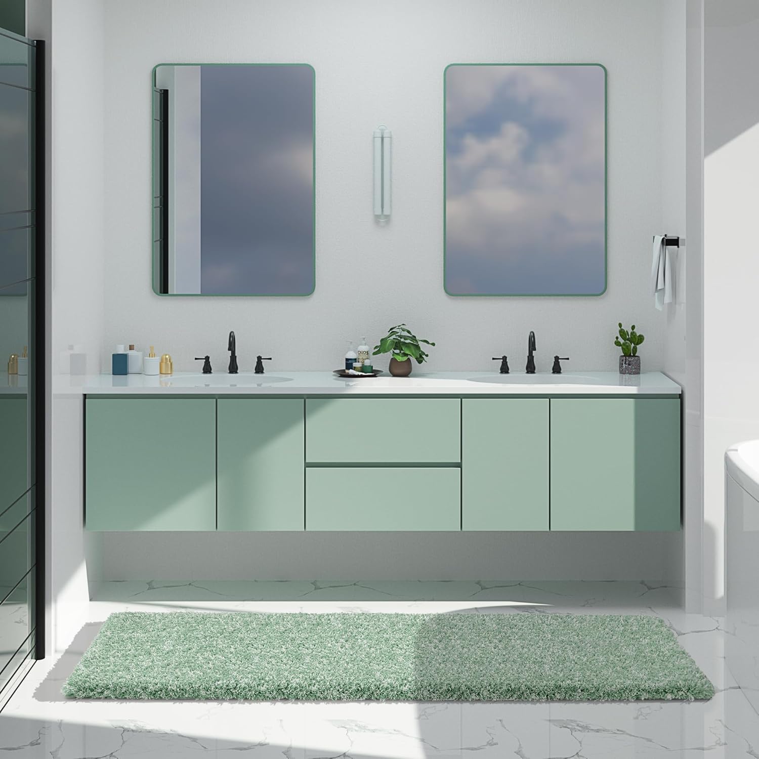 Yimobra Luxury Bathroom Rugs - Fluffy Non Slip Bath Mats
