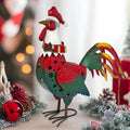 Solar Metal Rooster Yard Decor 18in - Solar LED Garden Rooster