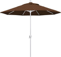 9ft Round Aluminum Market Umbrella in Teak Olefin - White Pole