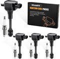Ignition Coils & Spark Plugs Compatible with Nissan 4pcs - Reliable