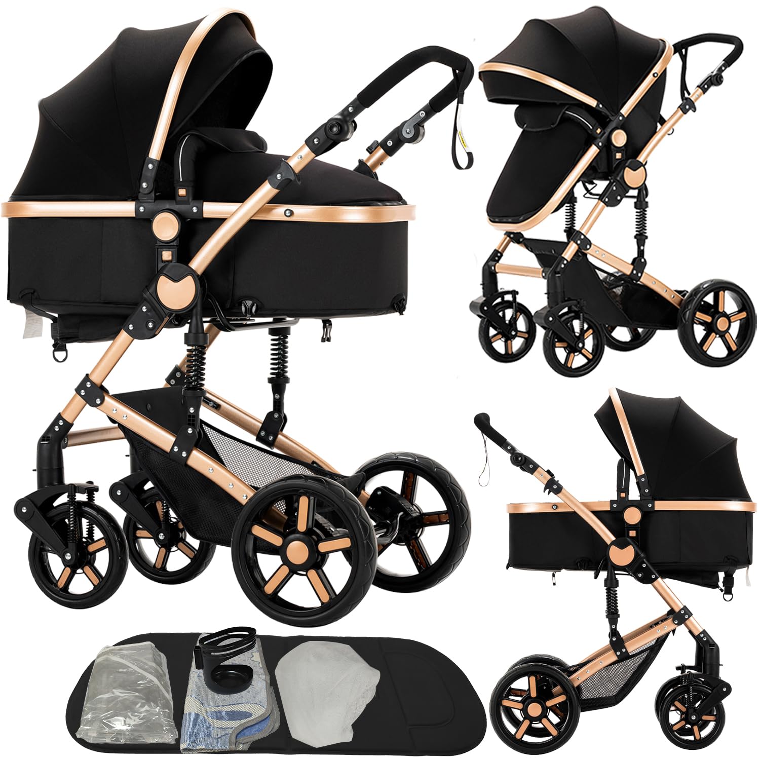 2 in 1 Baby Stroller Convertible Pram for Newborns and Toddlers