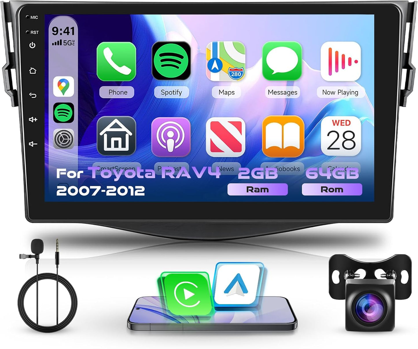2G+64G Car Radio for Toyota RAV4 2007-2012 with Wireless Features