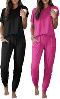Ekouaer 2 Pack Pajama Sets for Womens Jogger Pants Pjs - Soft