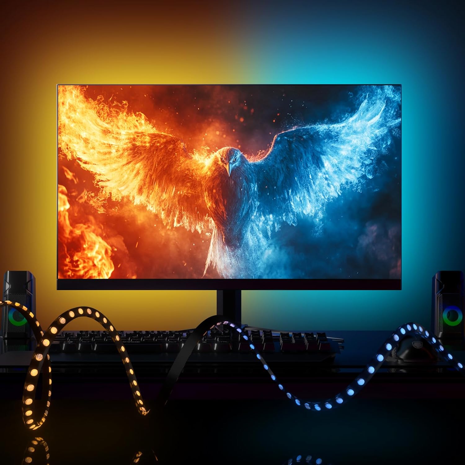 Immersive Gaming Ambiance: 6.5ft LED Backlight