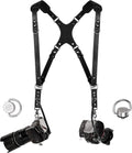 Camera Harness for 2 Cameras Dual Shoulder Leather Camera Strap - Slim