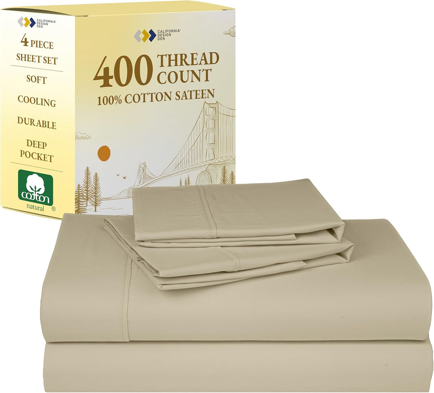 California King Sheet Sets - Soft 400 Thread Count Sateen