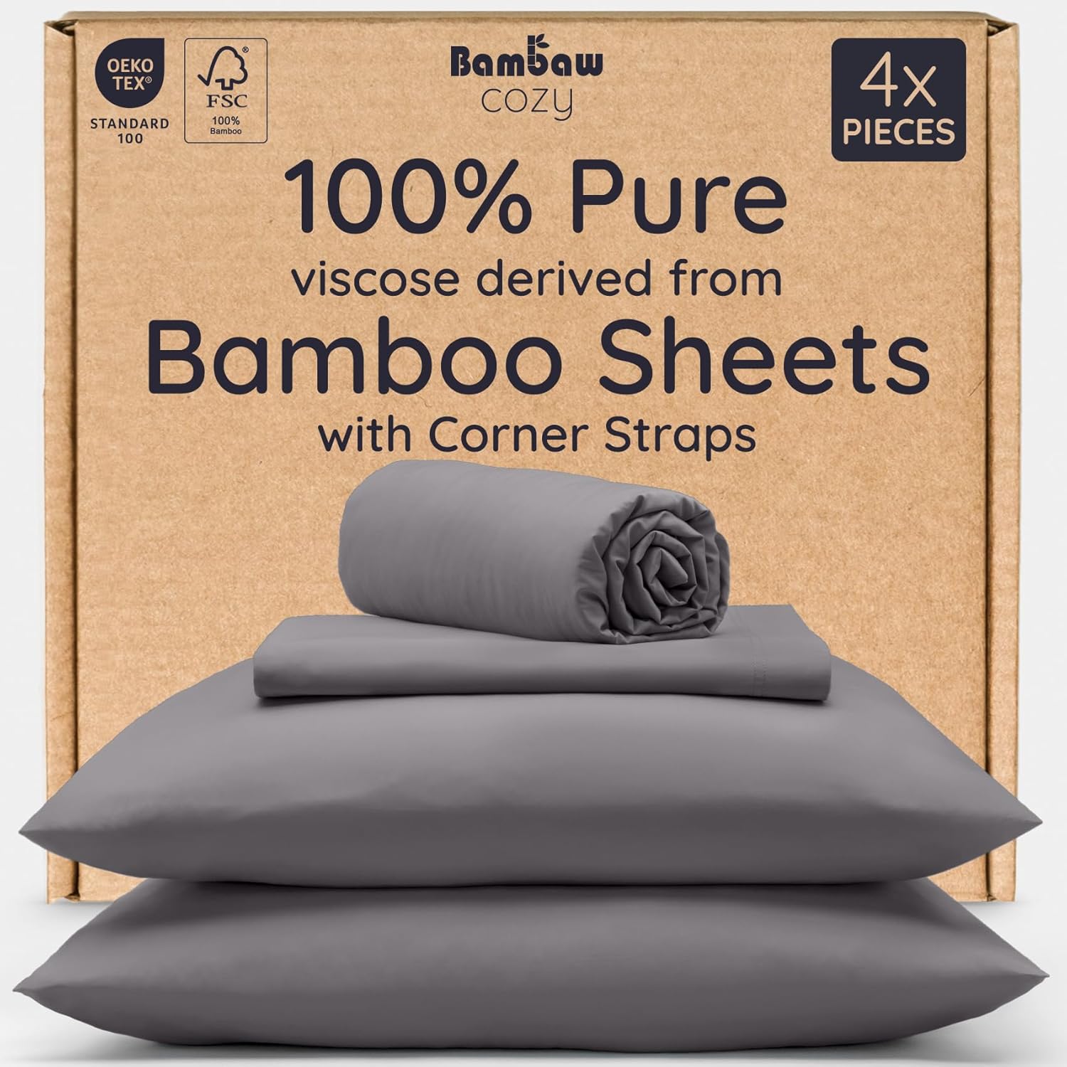 Bambaw Full Sheet Set 100% Viscose Bamboo Cooling Comfort