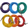 20 ft Right Angle to Straight Guitar Cables 6-Pack - Color Coded