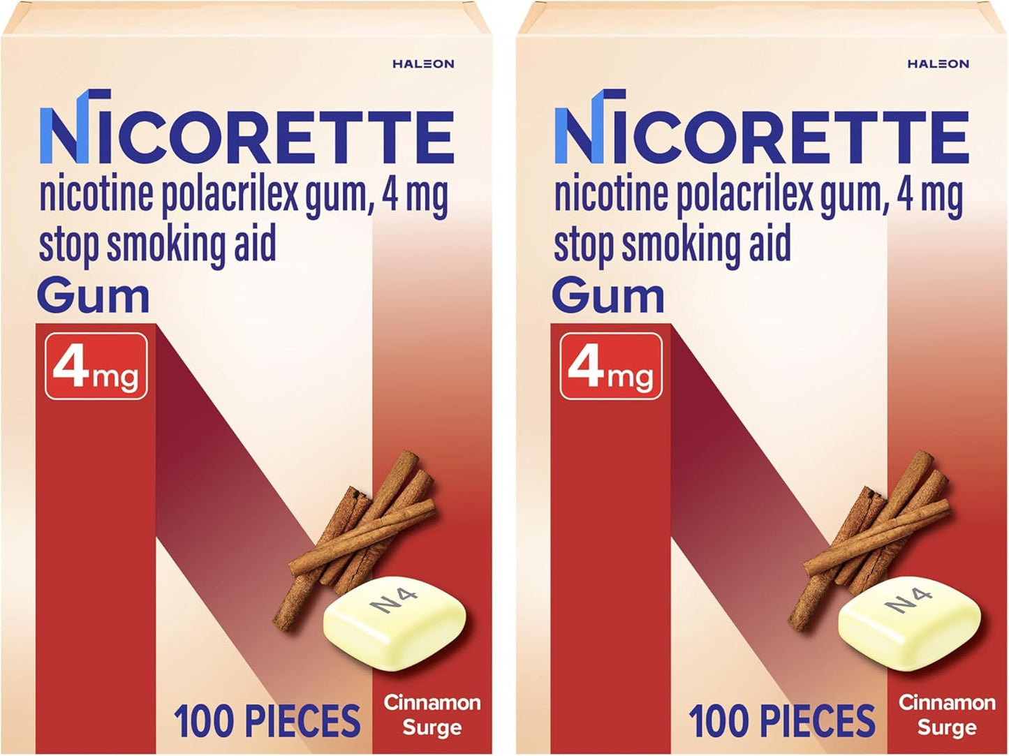 Nicorette Nicotine Gum Stop Smoking Aid, 4 mg, Cinnamon Surge