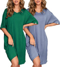 Women's Nightgowns 2-Pack V Neck Short Sleeve Sleepshirts - Soft