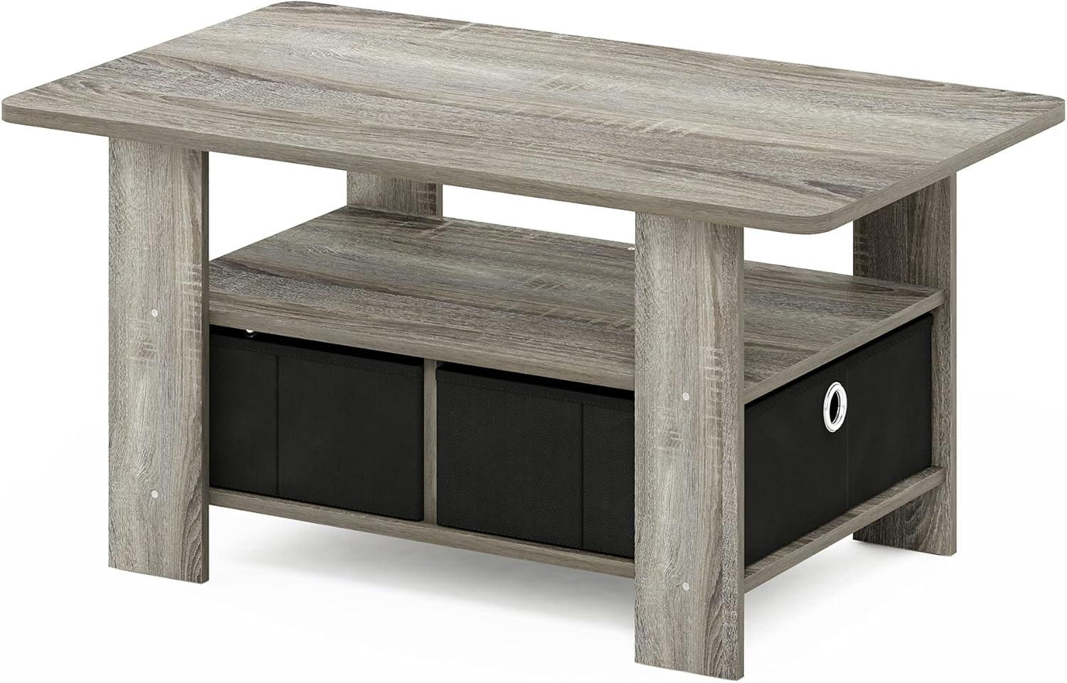 Furinno Andrey Coffee Table with Bin Drawer in French Oak Grey