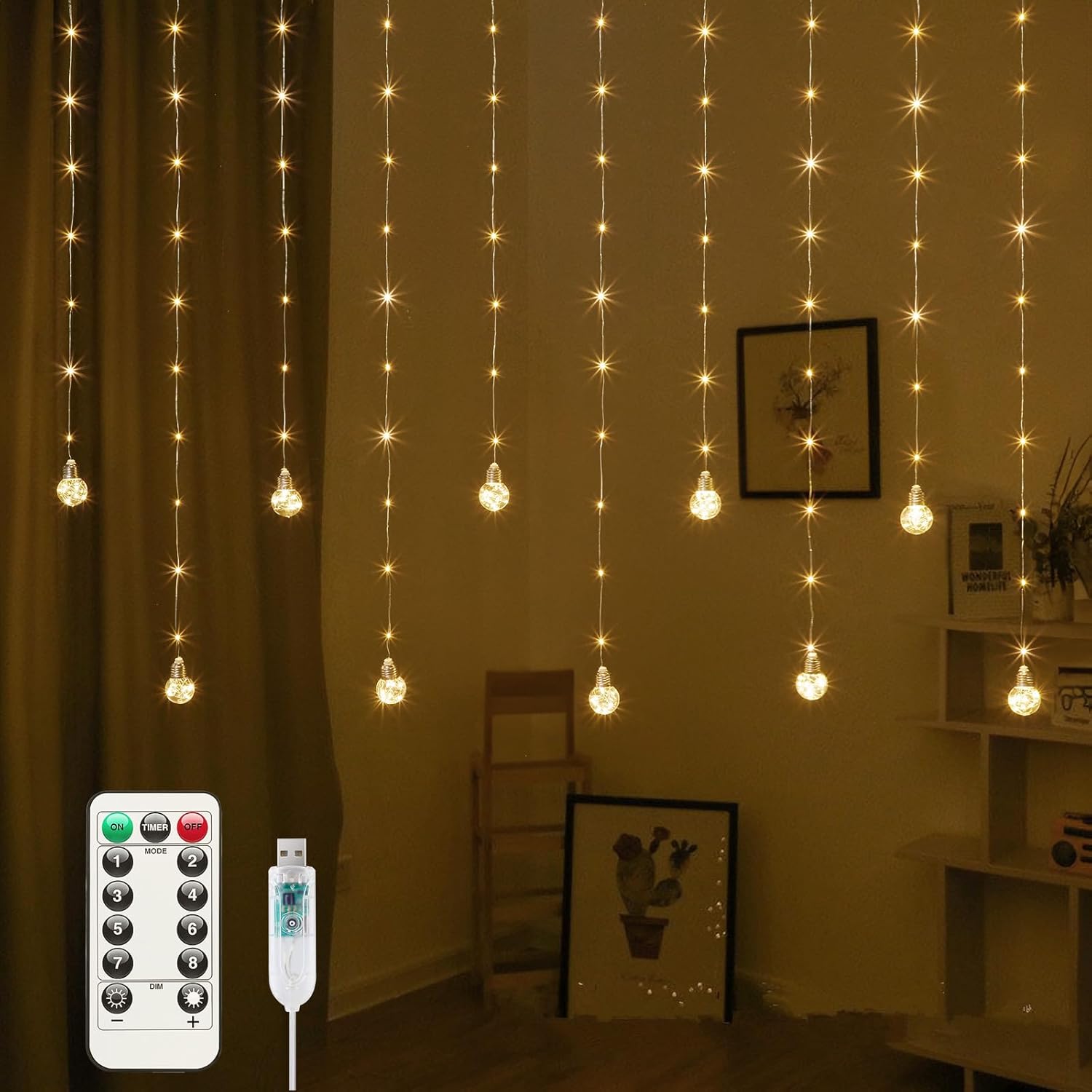 Remote-Controlled Minetom Fairy Lights - 9.8FT Warm White Glow