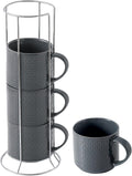Hasense Coffee Mugs Set of 4 with Stand for Tea and Latte