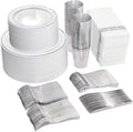 700 Piece Silver Dinnerware Set for 100 Guests - Elegant Disposable