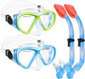 Kids Snorkel Set for Ages 6-14 - 2 Sets Dry Top Mask Kit