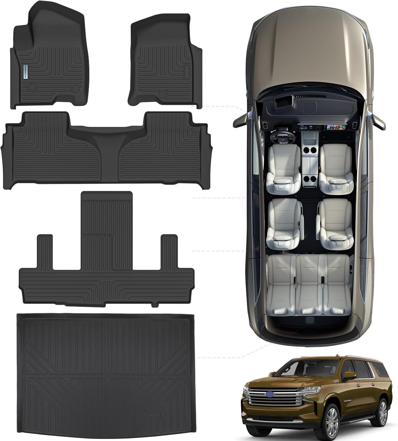 Custom Fit Floor Mats for 2021-2025 Chevrolet Suburban 7 Seats
