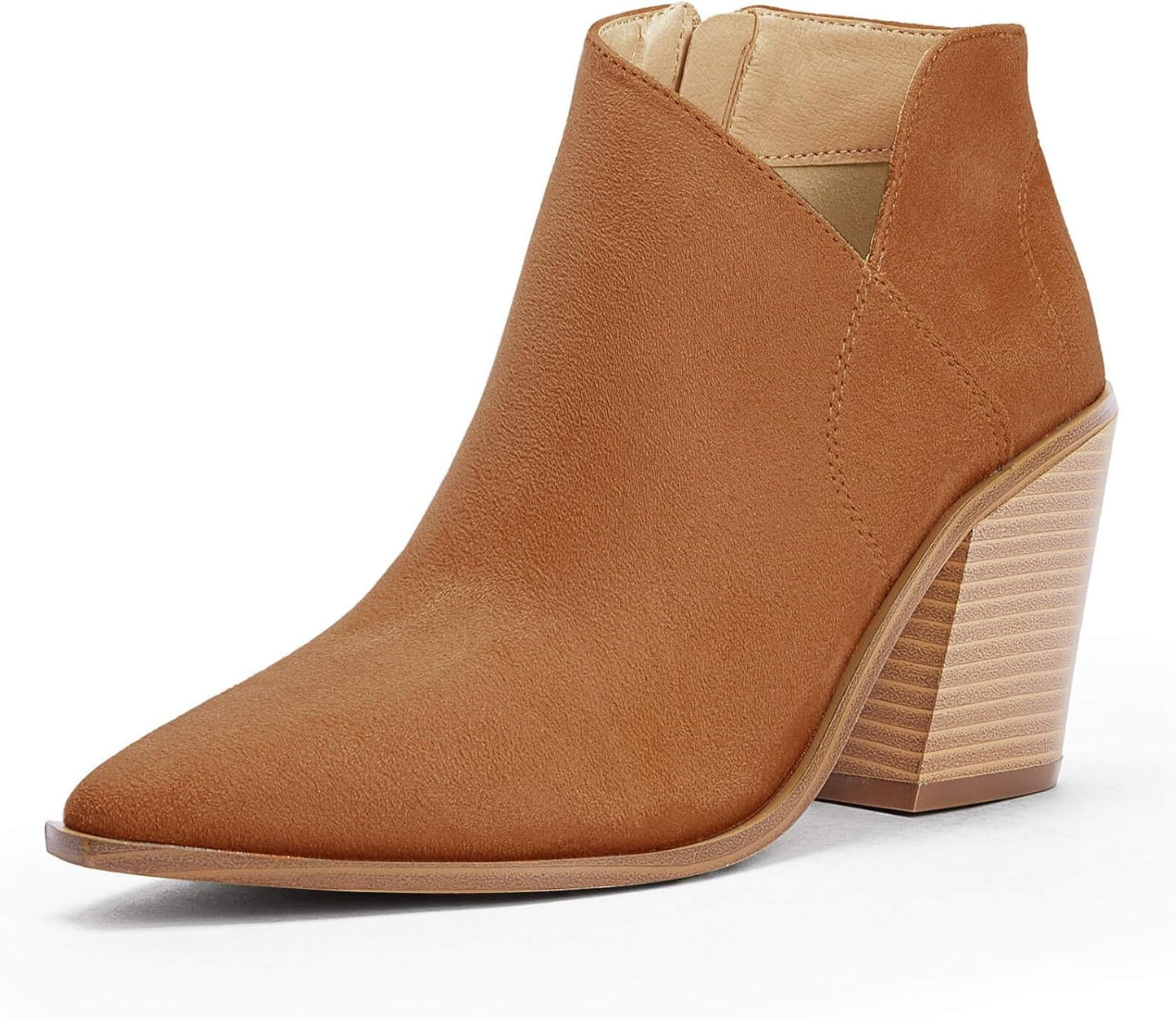 Womens Pointed Toe Ankle Boots with Block Chunky Heel Style