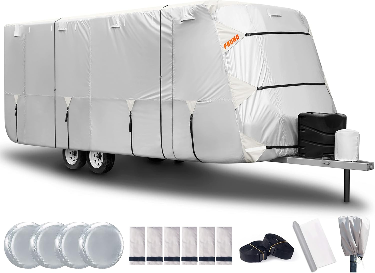 FRUNO Oxford Fabric Travel Trailer Cover for 18ft-20ft RVs