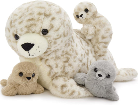 Cute Leopard Print Seal Stuffed Animal Set for Kids' Playtime